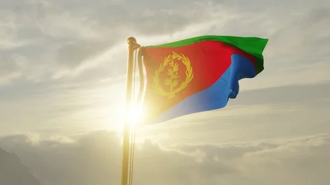 Flag of Eritrea Waving, Realistic Animation, 4K UHD 60 FPS Slow-Motion Video stock 129706360
