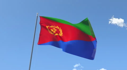 The flag of Eritrea Waving on the Wind. Stock Footage 40727594