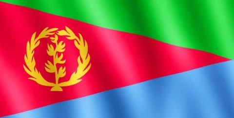 Flag of Eritrea waving in the wind Stock Illustration