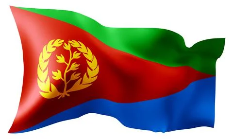 Flag of Eritrea waving in the wind. Stock Illustration