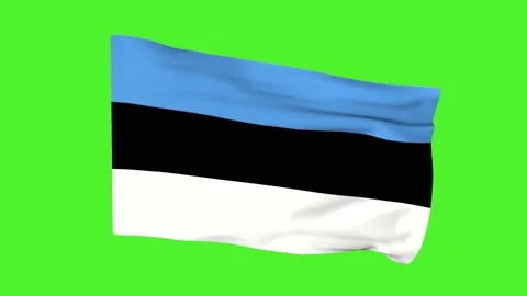 Flag of Estonia on a green screen. 3D animation. Stock Footage 235195873