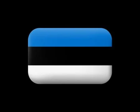 Flag of Estonia. Matted Vector Icon and Button. Rectangular Shape Stock Illustration
