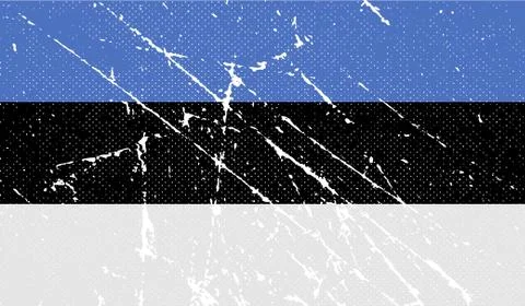 Flag of Estonia with old texture. Vector Illustrazione stock