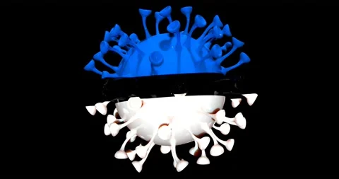 Flag of Estonia on Seamless looping 3D animation of the covid-19 Corona Virus Stock Footage 166462037