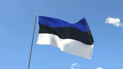The flag of Estonia Waving on the Wind. Stock Footage 40727970