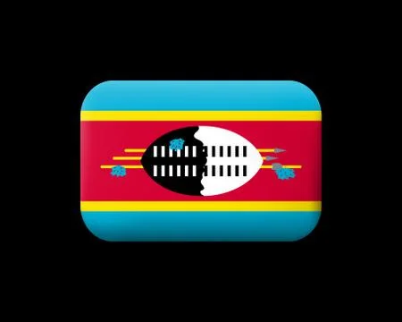 Flag of Eswatini. Matted Vector Icon and Button. Rectangular Shape with Round Stockillustratie