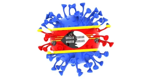 Flag of Eswatini on Seamless looping 3D animation of the covid-19 Corona Virus Stock Footage 167738998