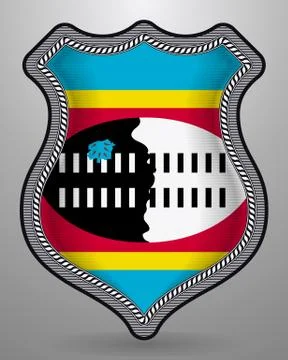 Flag of Eswatini. Vector Badge and Icon. Horizontal Orientation Version Stock Illustration