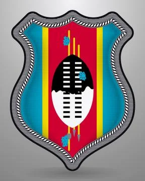 Flag of Eswatini. Vector Badge and Icon. Vertical Orientation Version Stock Illustration