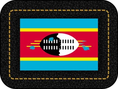 Flag of Eswatini. Vector Icon on Black Leather Backdrop. Ratio 2:3 Stock Illustration