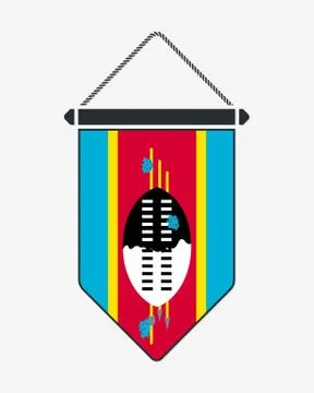 Flag of Eswatini. Vector Sign and Icon. Vertical Pennant. Vector Isolated Stock Illustration