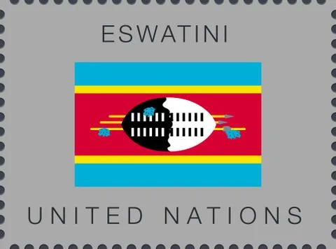 Flag of Eswatini. Vector Sign and Icon. Postage Stamp Stock Illustration