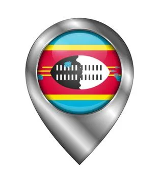 Flag of Eswatini. Vector Sign and Icon. Location Symbol Shape. Silver Stock Illustration