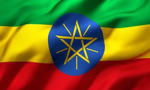Flag of Ethiopia blowing in the wind Stock Illustration