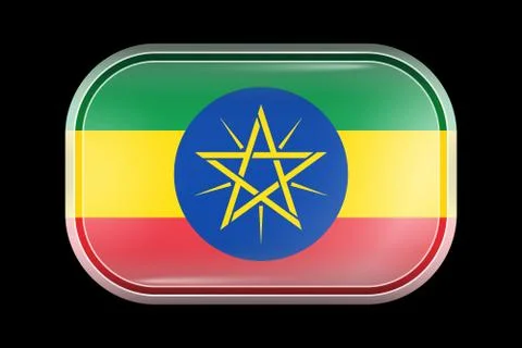 Flag of Ethiopia. Matted Vector Icon. Vector Rectangular Shape Illustrazione stock