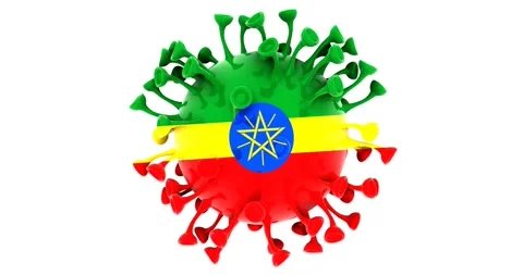 Flag of Ethiopia on Seamless looping 3D animation of the covid-19 Corona Virus Video stock 166462039