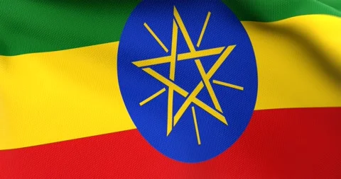 Flag of Ethiopia Waving 3D Animation Close up, 4K UHD 60 FPS Stock Footage 162186375