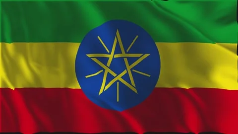 Flag of Ethiopia waving slowly Video stock 338202502