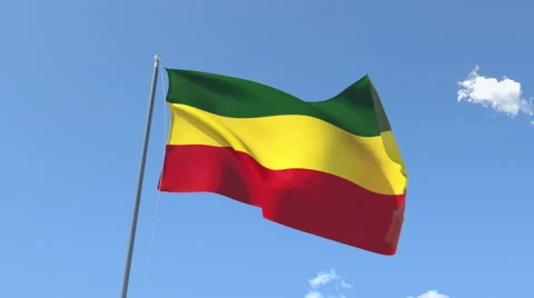 The flag of Ethiopia Waving on the Wind. Stock Footage 40727616