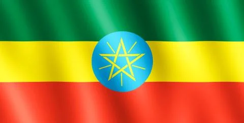 Flag of Ethiopia waving in the wind Stock Illustration