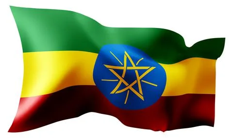 Flag of Ethiopian waving in the wind. Stock Illustration