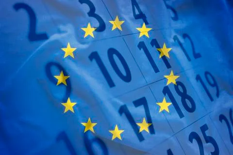The flag of EU with calendar in the background Stock Photos