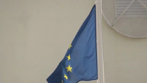 Flag of the EU on flagpole Stock Footage 95687825