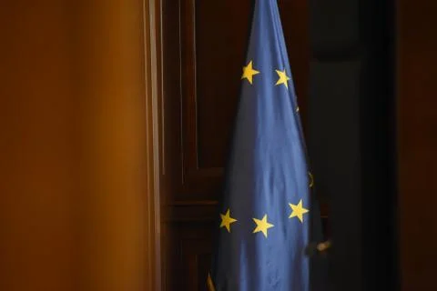 Flag eu on the spear Stock Photos