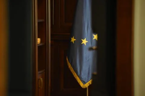 Flag eu on the spear Stock Photos