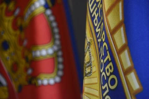 Flag eu on the spear Stock Photos