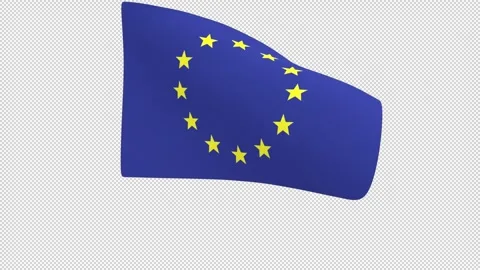 Flag of Europe – 3d render looped with alpha channel. Video stock 334940537
