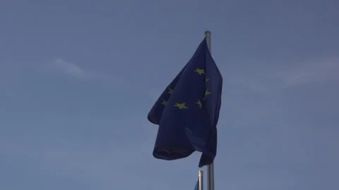 Flag of Europe in medium wind Stock Footage 337720881