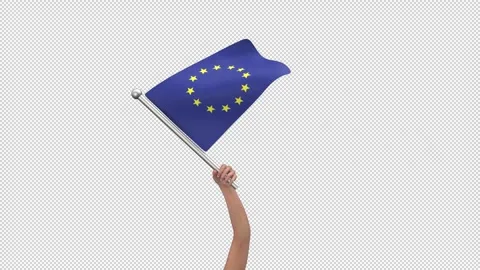 Flag of Europe waving in hand - 3d render looped with alpha channel. Stock Footage 242570902