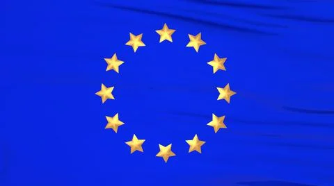 Flag of the European Union, in full frame, close-up. 3D-render. Stock Illustration
