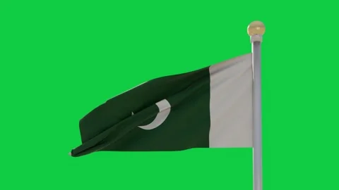 Flag fabric driven by gust waving, folding and revealing crescent-star with Stock Footage 337945537