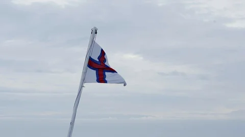Flag of the Faroe Islands in a wind. Vídeo Stock 117580794