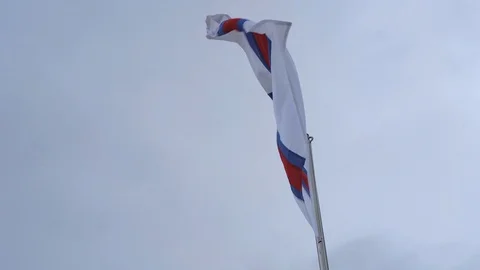 Flag of the Faroe Islands in a wind. Stock Footage 123696913