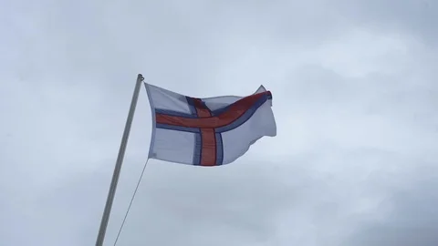 Flag of the Faroe Islands in a wind. Stock Footage 124205449