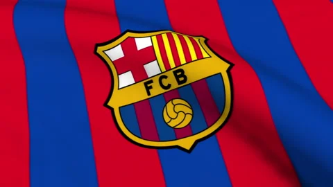 Flag with FC Barcelona Logo Loop Stock Footage 219938460