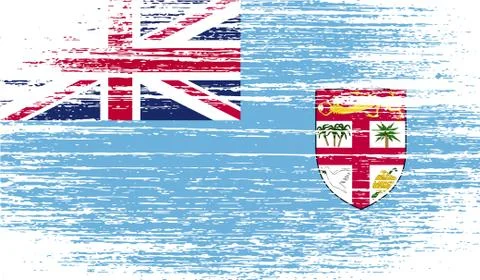 Flag of Fiji with old texture. Vector Stock Illustration