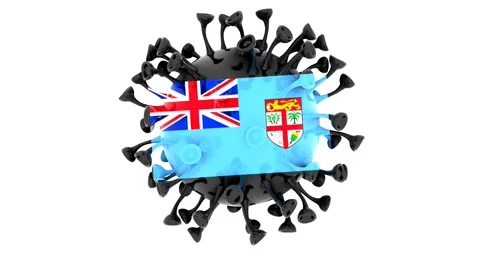 Flag of Fiji on Seamless looping 3D animation of the covid-19 Corona Virus Stock Footage 166462053