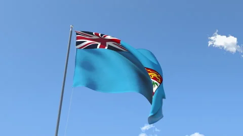 The flag of Fiji Waving on the Wind. Stock Footage 40736729