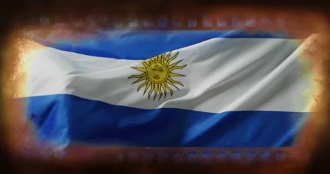 Flag filling frame and rippling left-to-right, wind effect tilting golden sun, Stock Footage 330715979