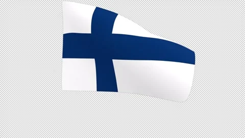 Flag of Finland – 3d render looped with alpha channel. Video stock 335075379