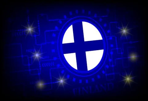 Flag of Finland on a background of technology. Stock Illustration