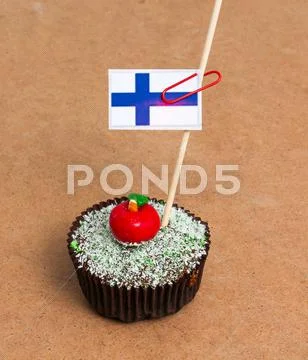 Flag of finland on a cupcake Stock Photos