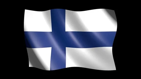Flag of Finland isolated on alpha channel, seamless looping Stock Footage 73369872