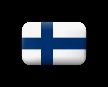 Flag of Finland. Matted Vector Icon and Button. Rectangular Shape Stock Illustration