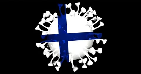 Flag of Finland on Seamless looping 3D animation of the covid-19 Corona Virus Video stock 166462061