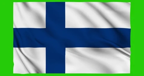 Flag of Finland waving on a samless loop over an easily removable background Stock Footage 98371556